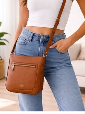 Kate Spade New York Leila Top Zip Crossbody Bag/Purse - Brown